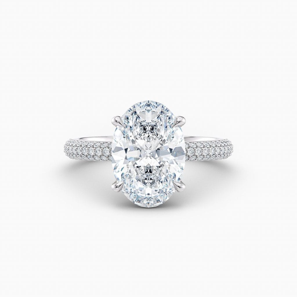 Engagement Rings & Coloured Stones in 2026 That You’ll Love 132 Oval Solitaire – Pavé Diamond Band