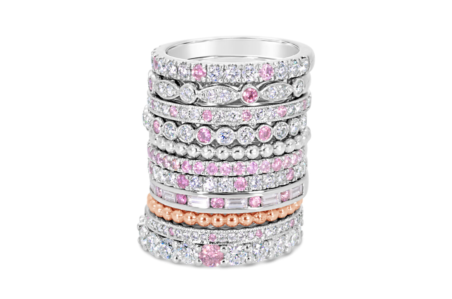 Pink diamond wedding rings