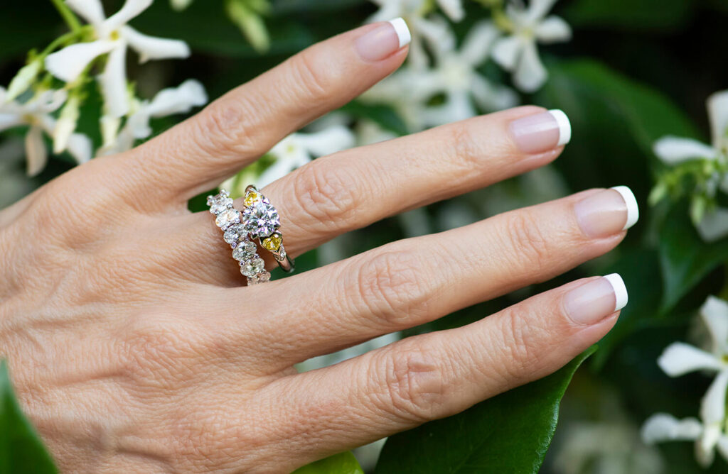 Engagement ring on woman's finger