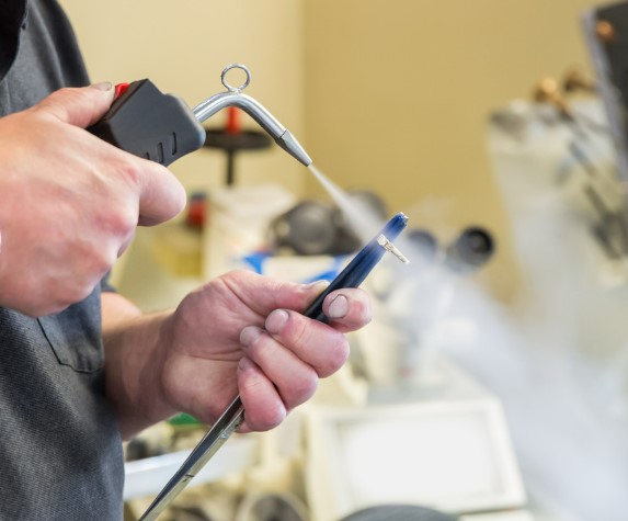 Steam cleaner professionally cleaning an engagement ring