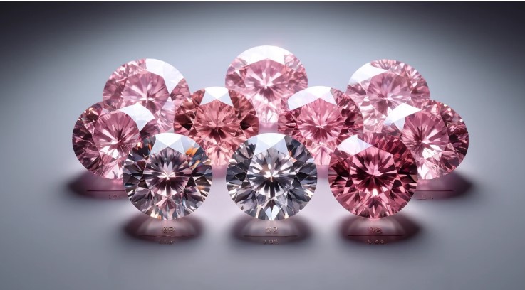 A range of pink diamonds together