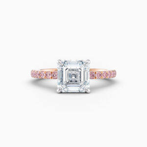 2ct asscher cut solitaire with a pink diamond band