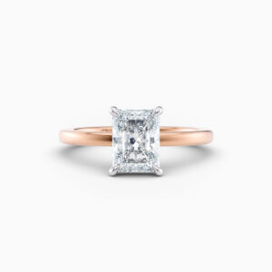 2ct radiant solitaire with plain rose gold band