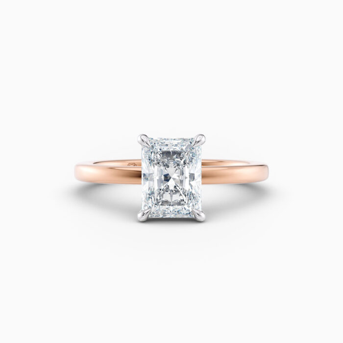 2ct radiant solitaire with plain rose gold band