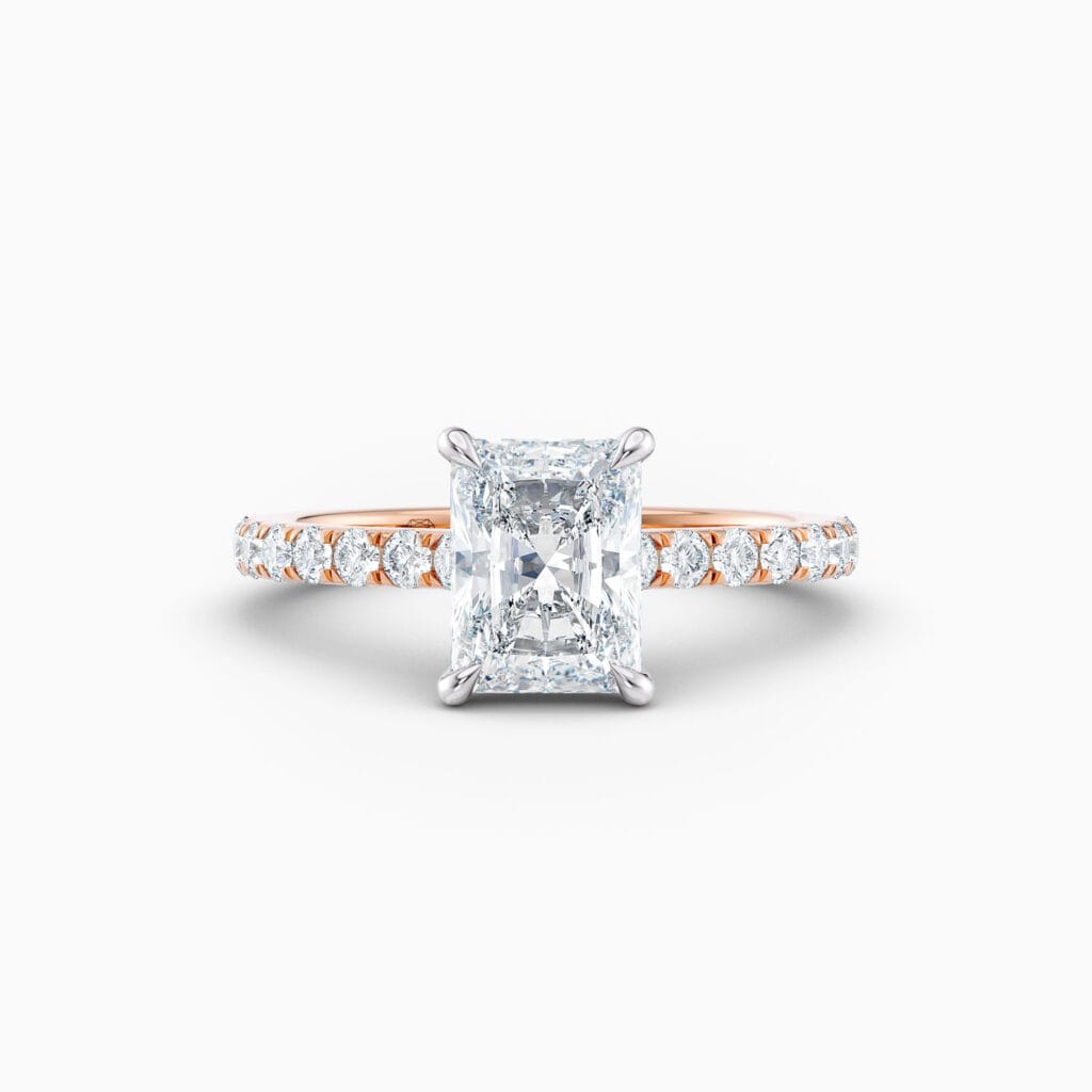 Engagement Rings & Coloured Stones in 2026 That You’ll Love 151 Radiant – Hidden Halo Rose Gold