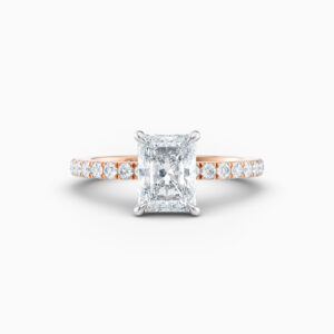 2ct radiant solitaire with diamond cut claw band in rose gold