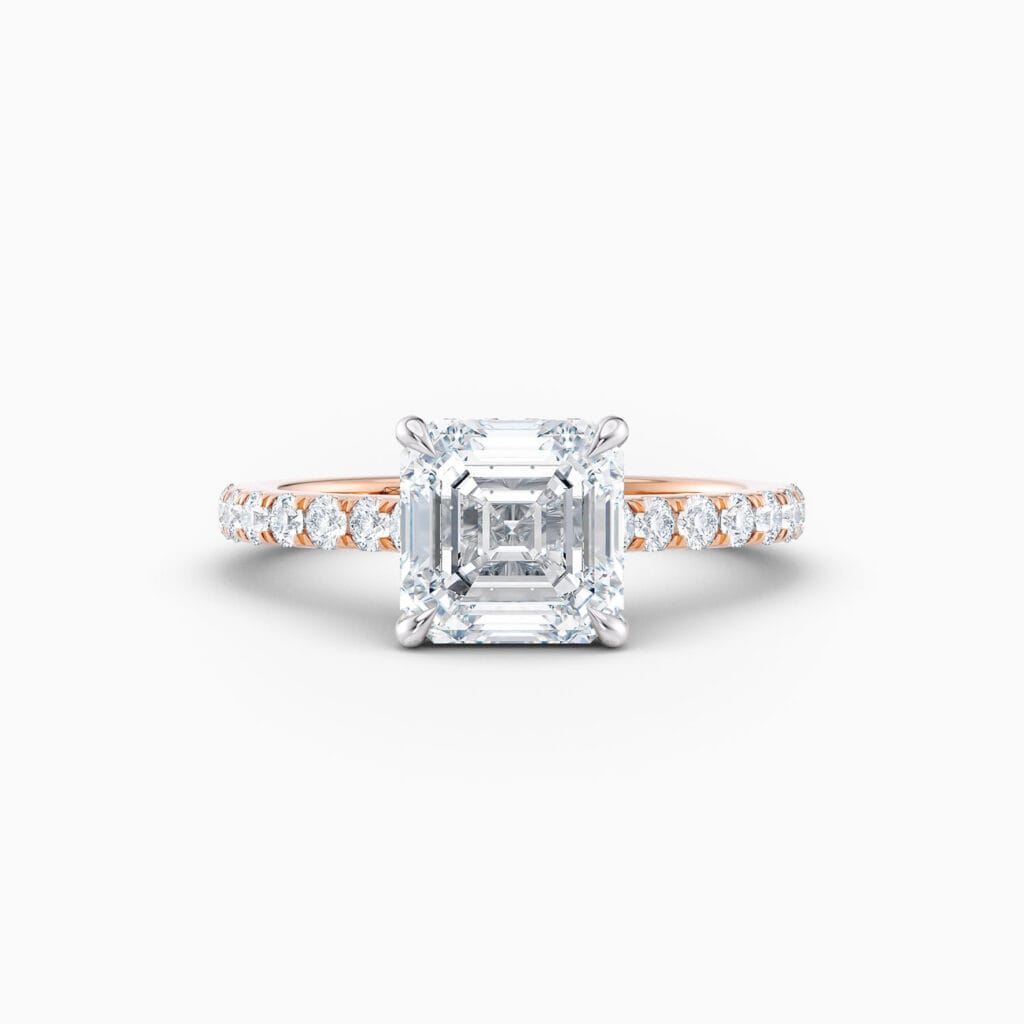 Engagement Rings & Coloured Stones in 2026 That You’ll Love 83 2ct rose gold asscher cut solitaire with diamond band