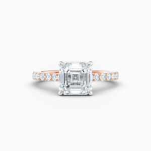 2ct rose gold asscher cut solitaire with diamond band