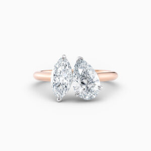 marquise and pear shape diamond toi et moi in rose gold