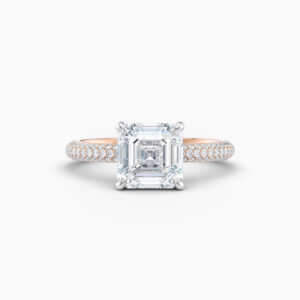 2ct Asscher cut solitaire with a pave band in rose gold