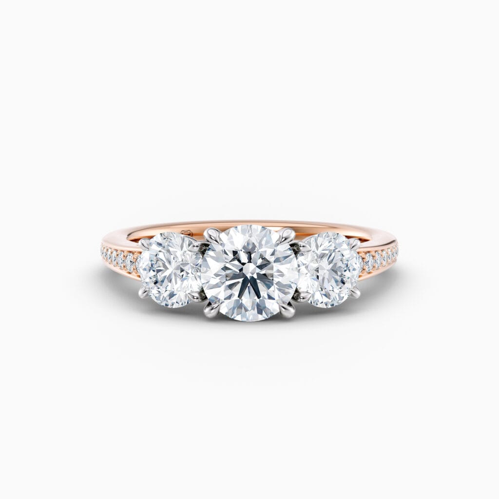 Engagement Rings & Coloured Stones in 2026 That You’ll Love 175 18ct rose gold 3 stone diamond ring