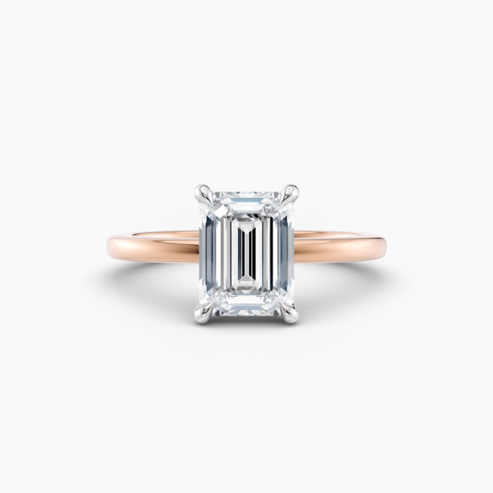 rose gold emerald cut diamond solitaire engagement ring