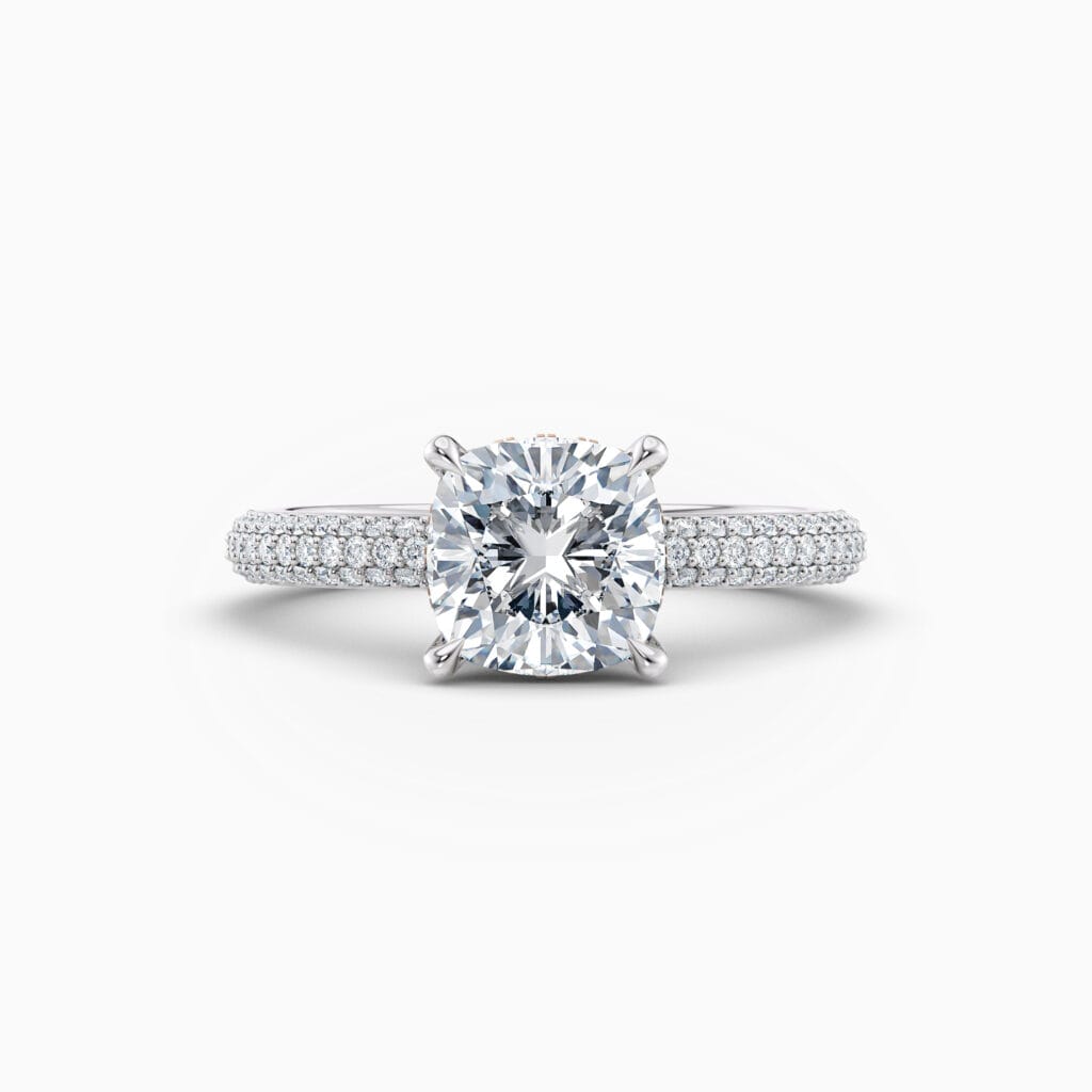 Engagement Rings & Coloured Stones in 2026 That You’ll Love 147 cushion cut pave diamond engagement ring