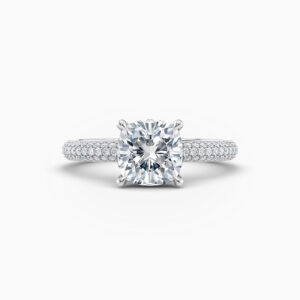 cushion cut pave diamond engagement ring