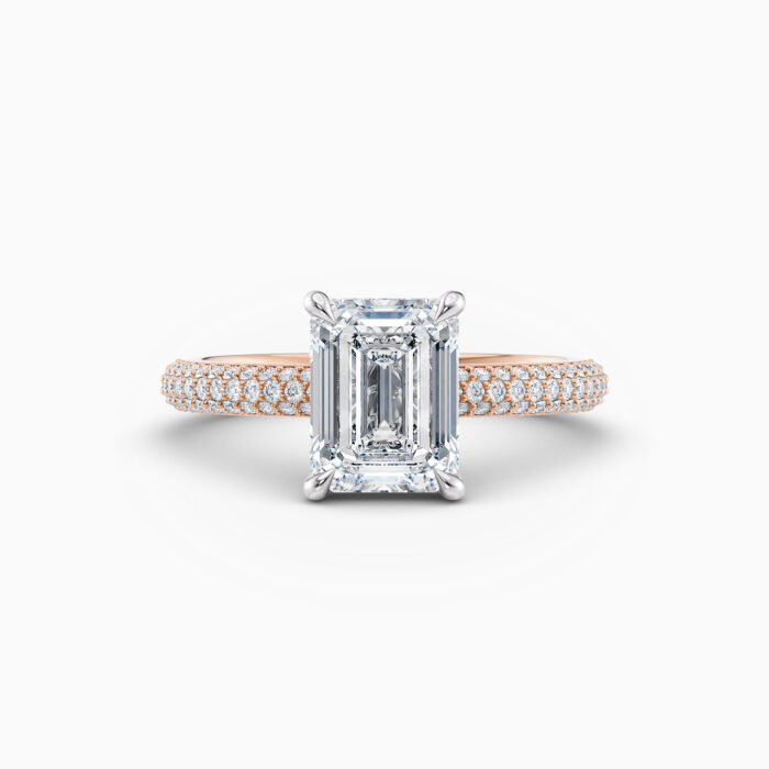 rose gold emerald cut diamond solitaire engagement ring