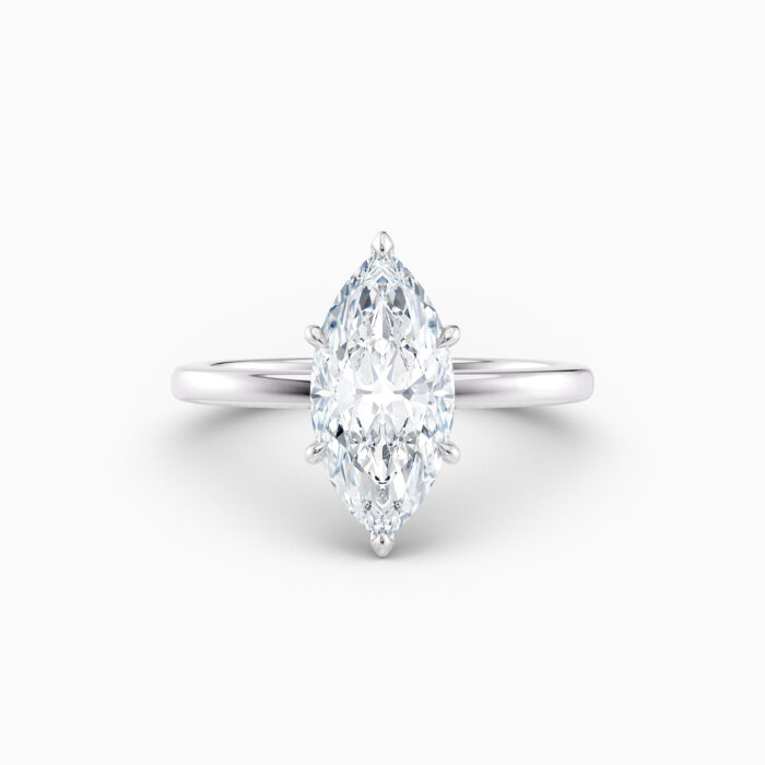 marquise solitaire engagement ring in white gold