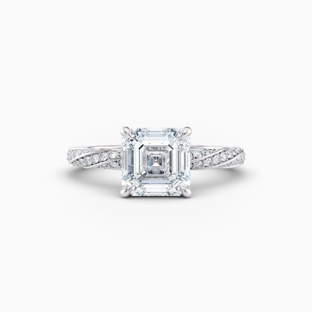 Engagement Rings & Coloured Stones in 2026 That You’ll Love 100 Asscher – Twist Band White Gold