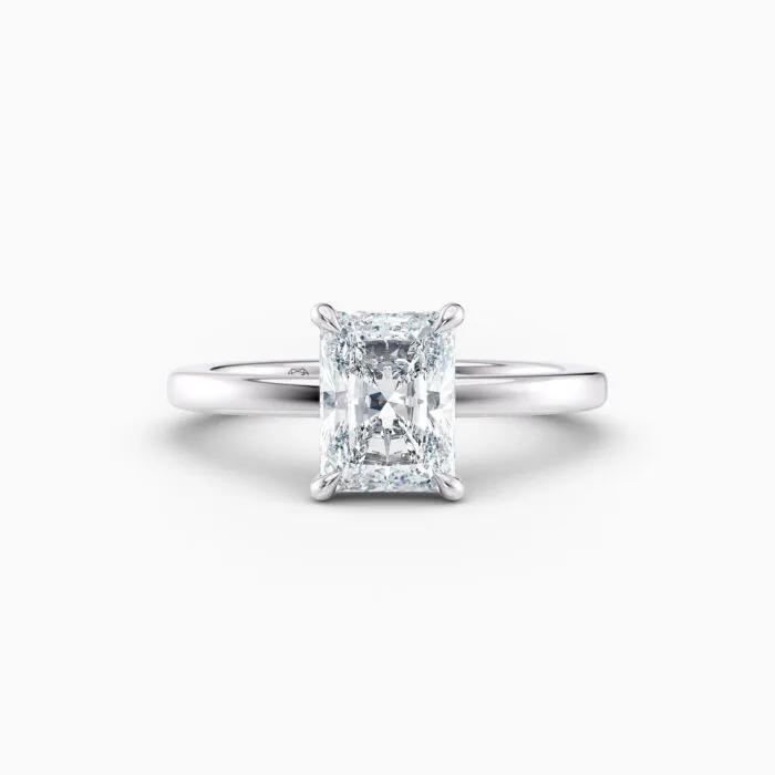 2ct radiant solitaire with plain white gold band
