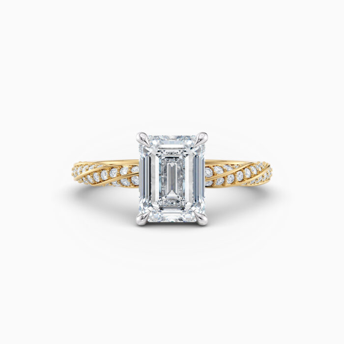 emerald cut yellow gold diamond solitaire engagement ring