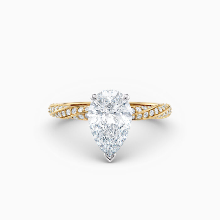 pear shape yellow gold diamond solitaire engagement ring