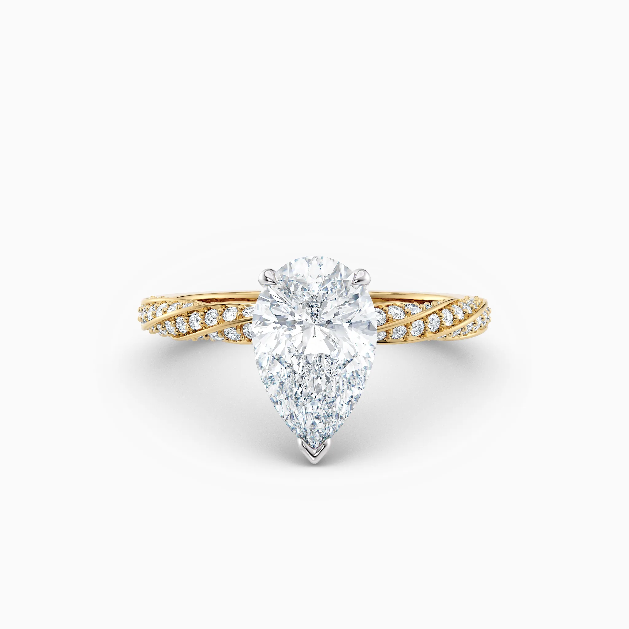 pear shape yellow gold diamond solitaire engagement ring