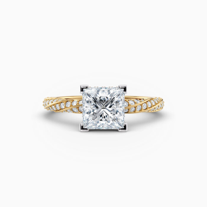 princess cut diamond solitaire in yellow gold