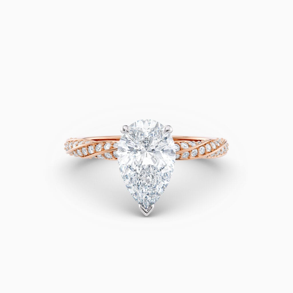 Engagement Rings & Coloured Stones in 2026 That You’ll Love 145 pear shape diamond solitaire in rose gold engagement ring