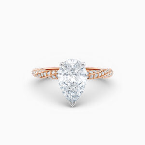 pear shape diamond solitaire in rose gold engagement ring