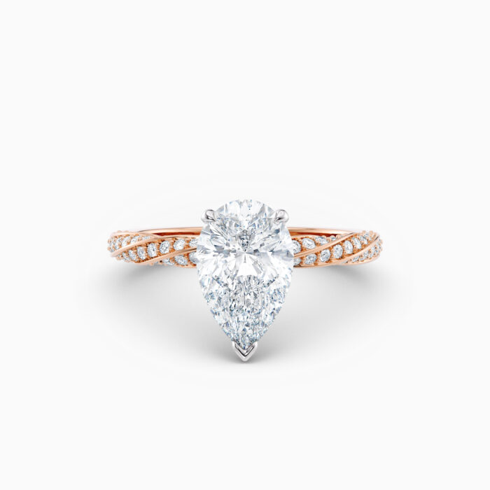 pear shape diamond solitaire in rose gold engagement ring