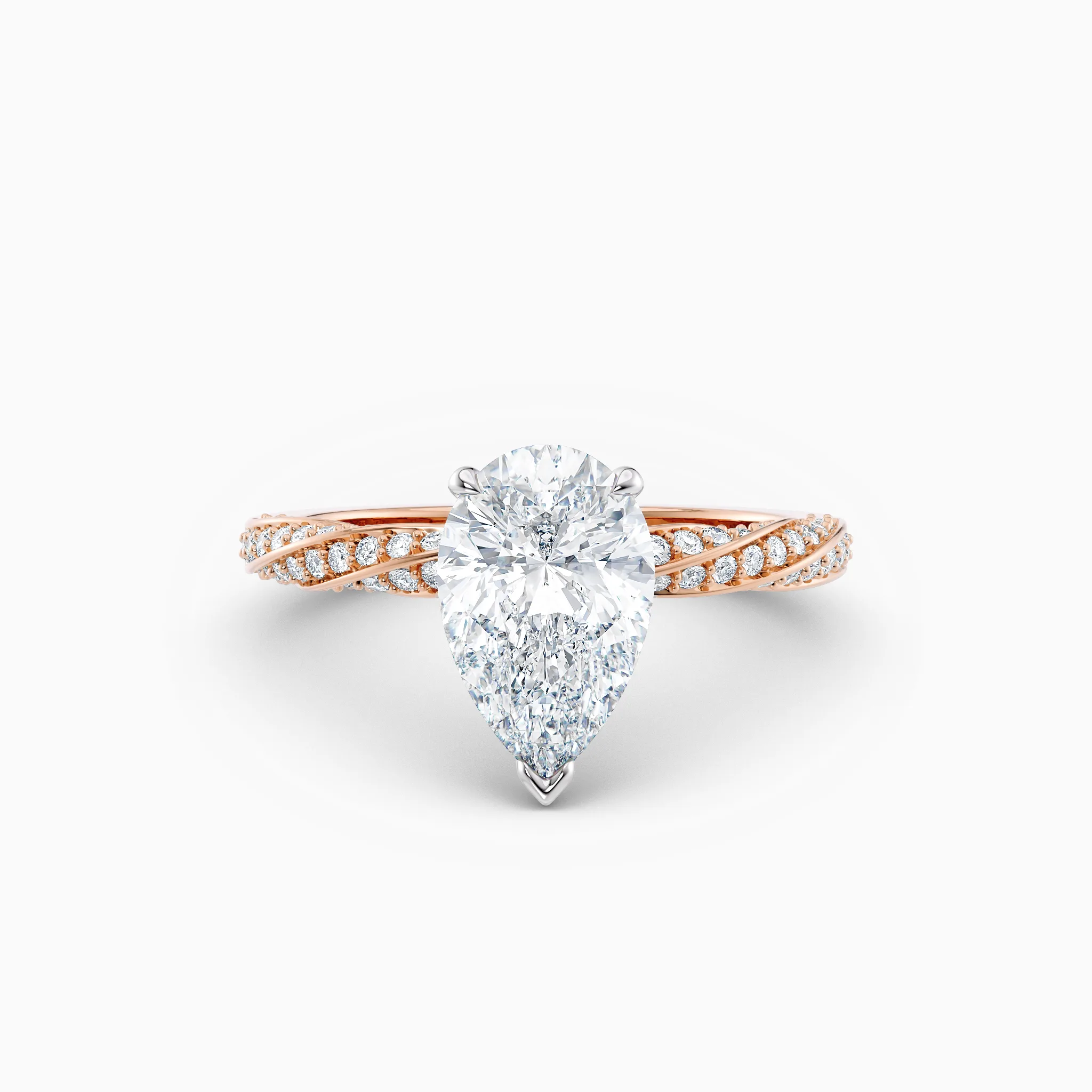 pear shape diamond solitaire in rose gold engagement ring