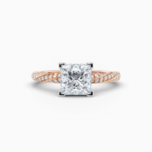 princess cut rose gold diamond engagement ring