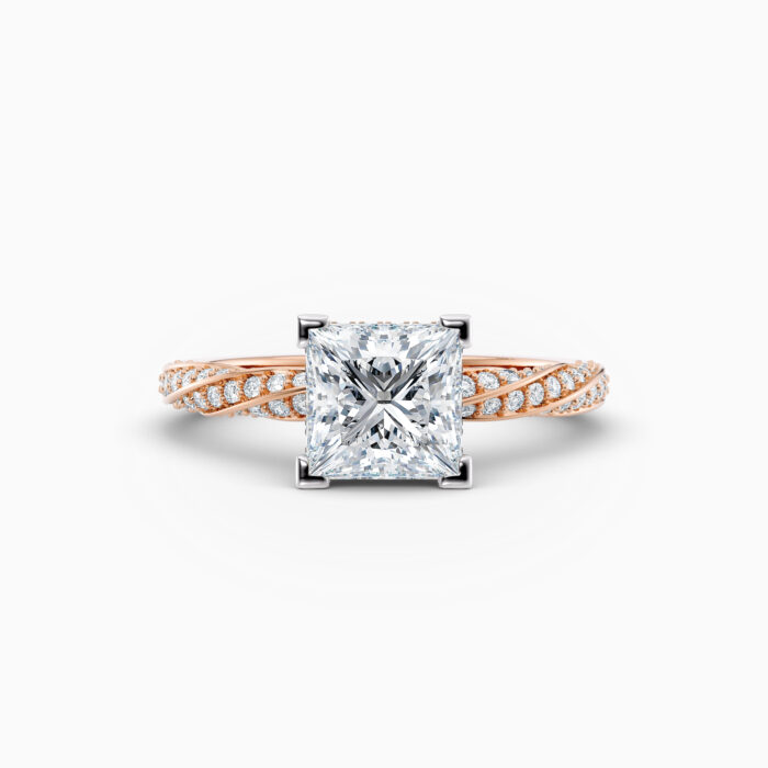 princess cut rose gold diamond engagement ring