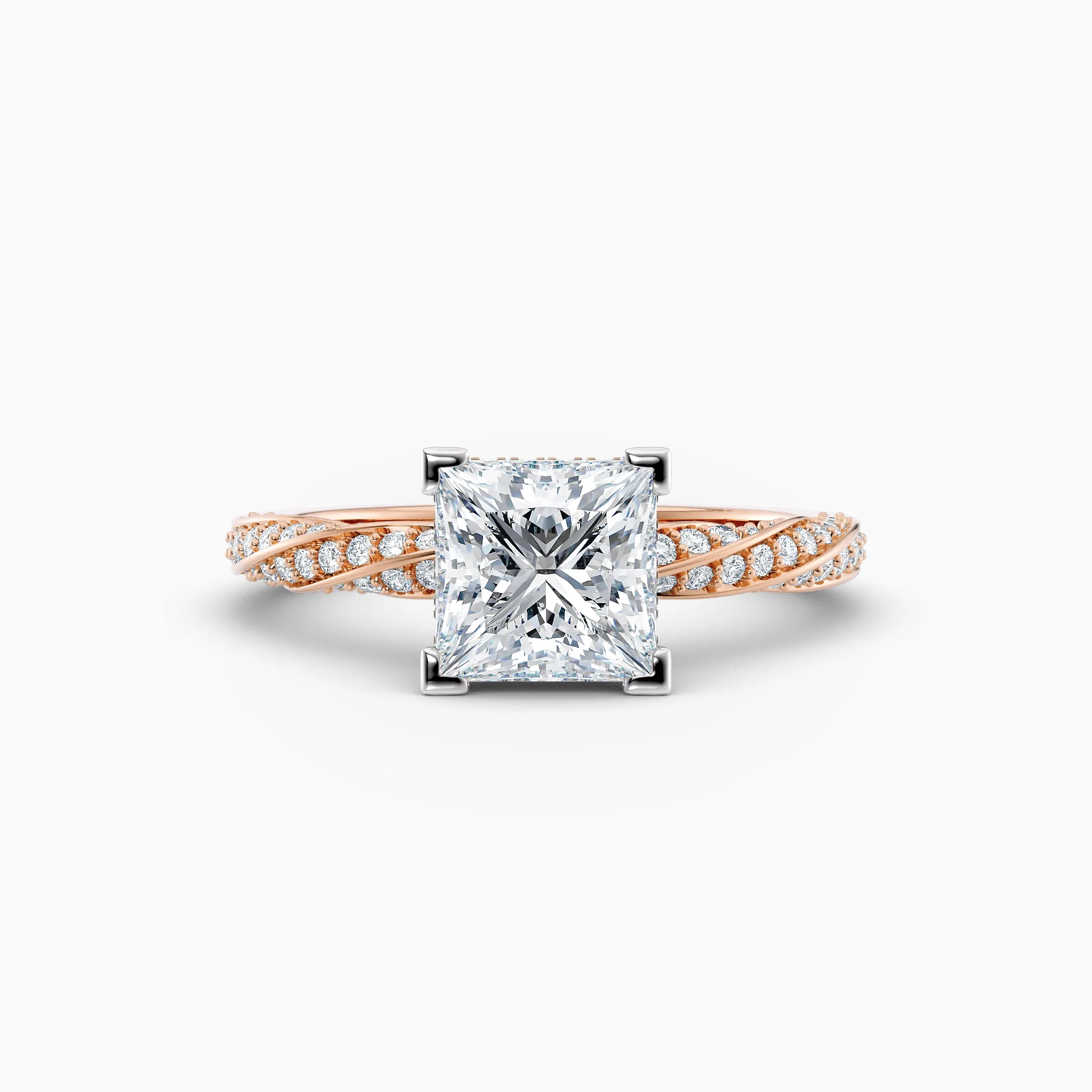 princess cut rose gold diamond engagement ring