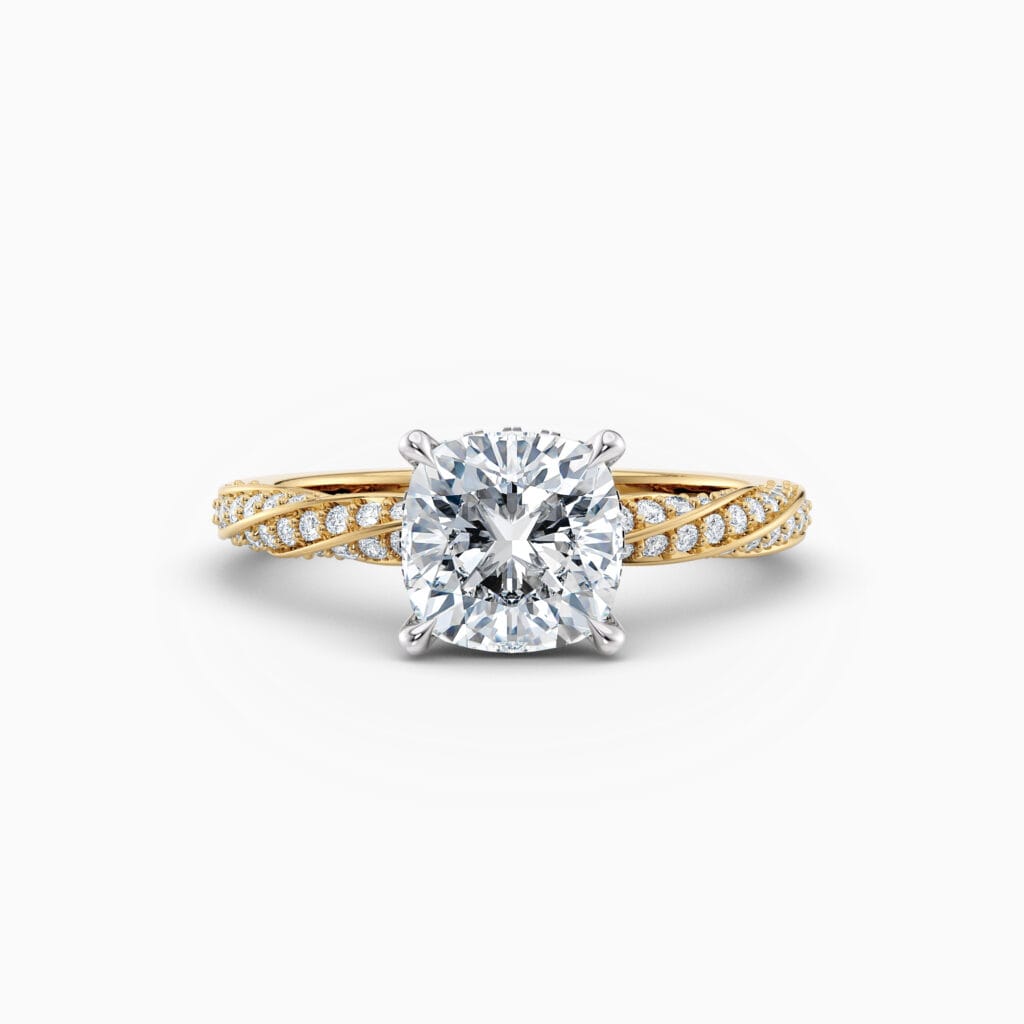 Engagement Rings & Coloured Stones in 2026 That You’ll Love 114 cushion cut yellow gold diamond engagement ring