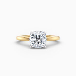 cushion cut yellow gold solitaire engagement ring