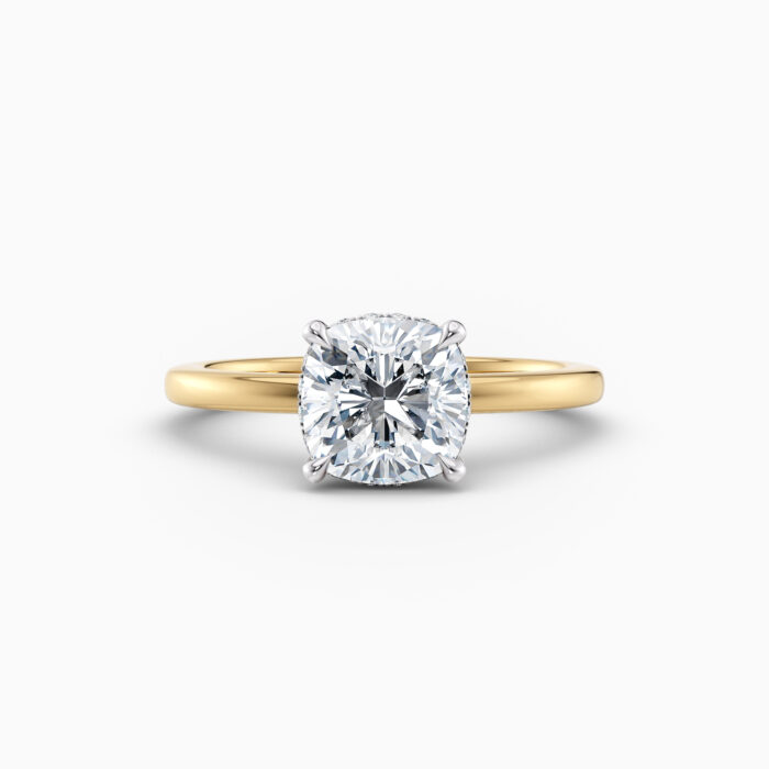 cushion cut yellow gold solitaire engagement ring