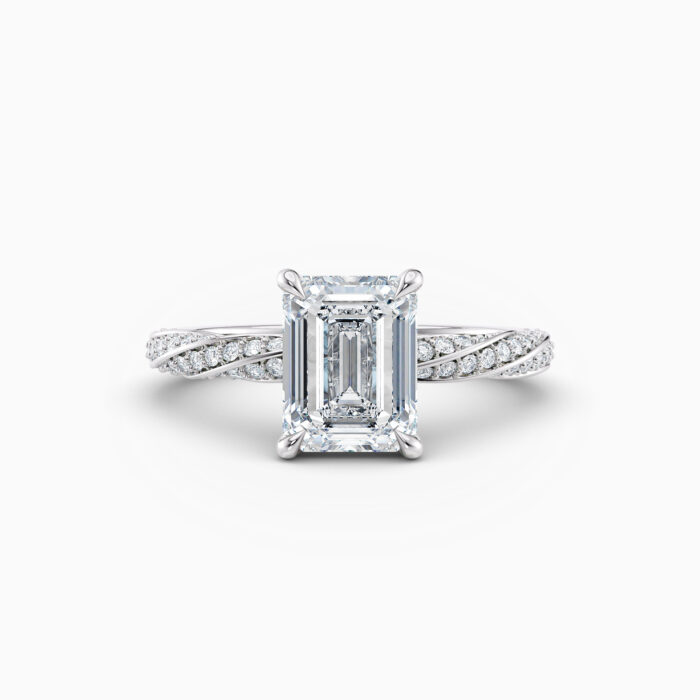 emerald cut diamond solitaire engagement ring in white gold