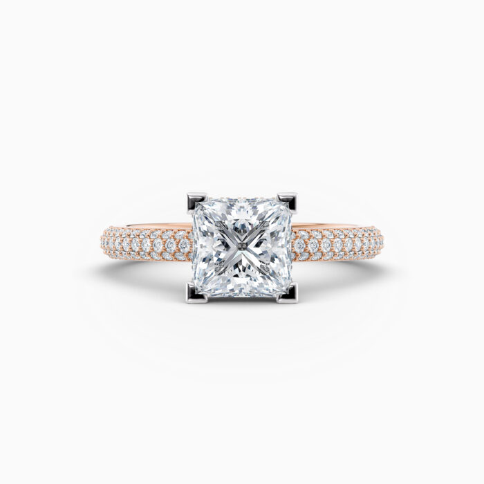 princess cut rose gold diamond solitaire