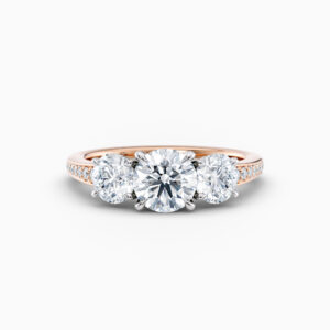 18ct rose gold 3 stone diamond ring