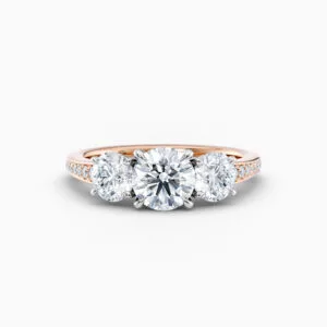18ct rose gold 3 stone diamond ring