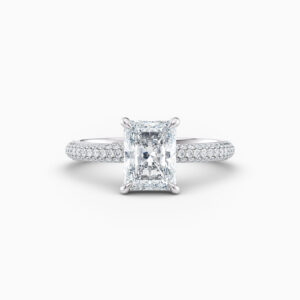 2ct radiant solitaire with diamond pave band in platinum