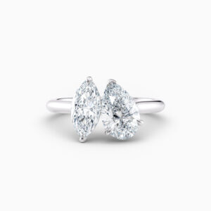 marquise and pear shape diamond toi et moi in white gold