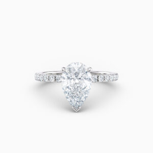 pear shape white gold diamond solitaire engagement ring