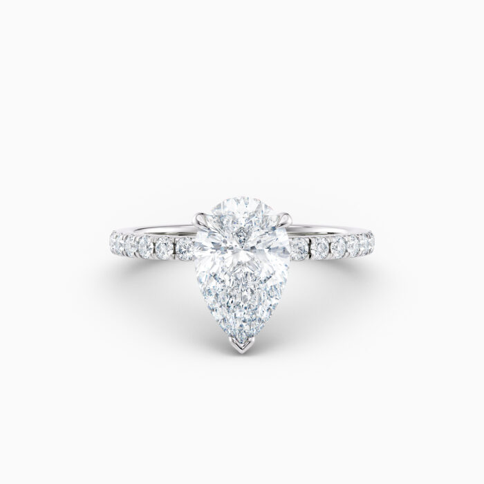 pear shape white gold diamond solitaire engagement ring