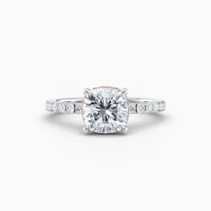 cushion cut white gold diamond solitaire