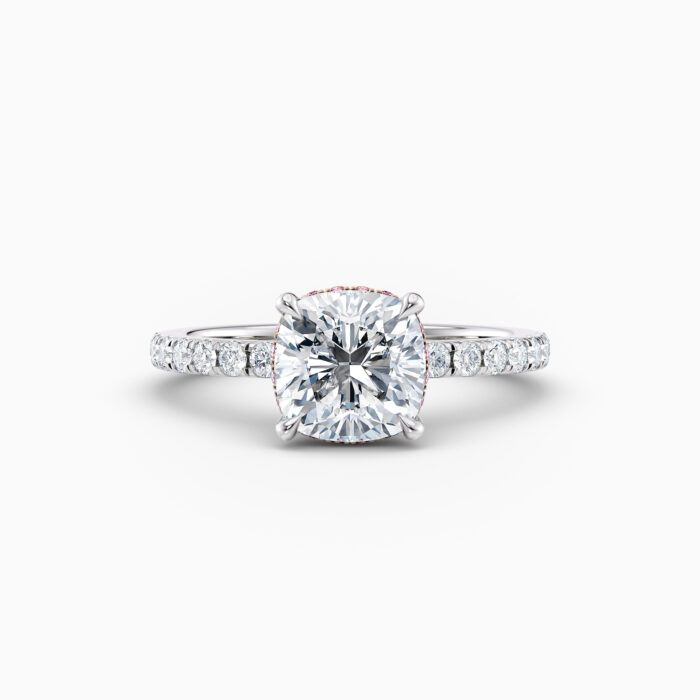 cushion cut white gold diamond solitaire