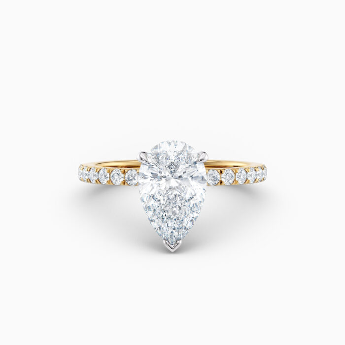 yellow gold pear shape diamond solitaire engagement ring