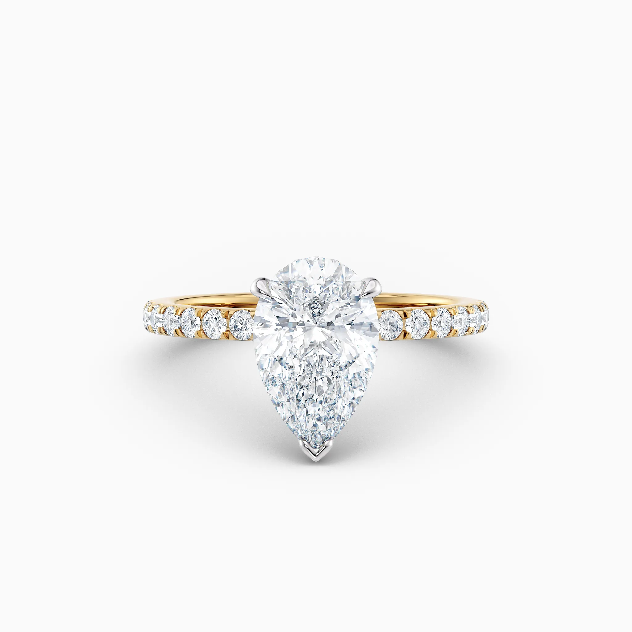 yellow gold pear shape diamond solitaire engagement ring