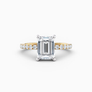 emerald cut diamond solitaire in yellow gold