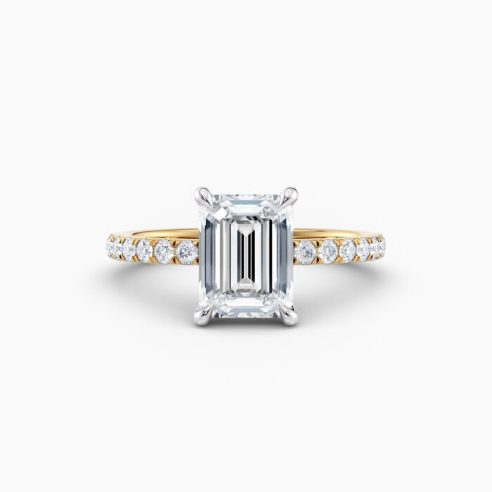 emerald cut diamond solitaire in yellow gold